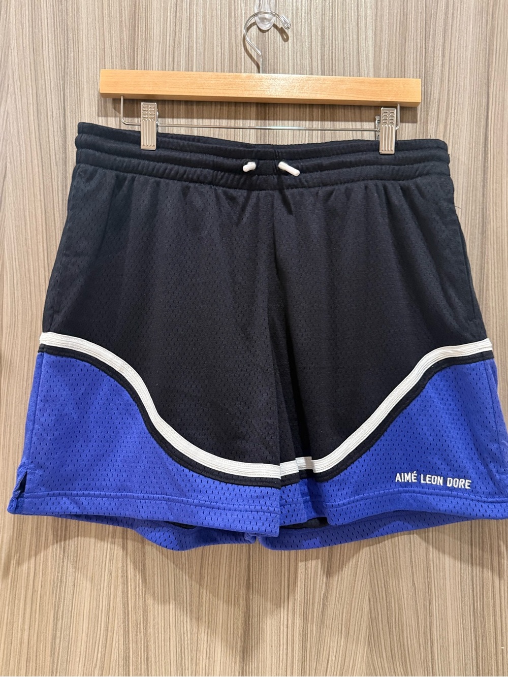 Aimé Leon Dore Colorblock Court Short Jet Black/Royal Blue - Size M